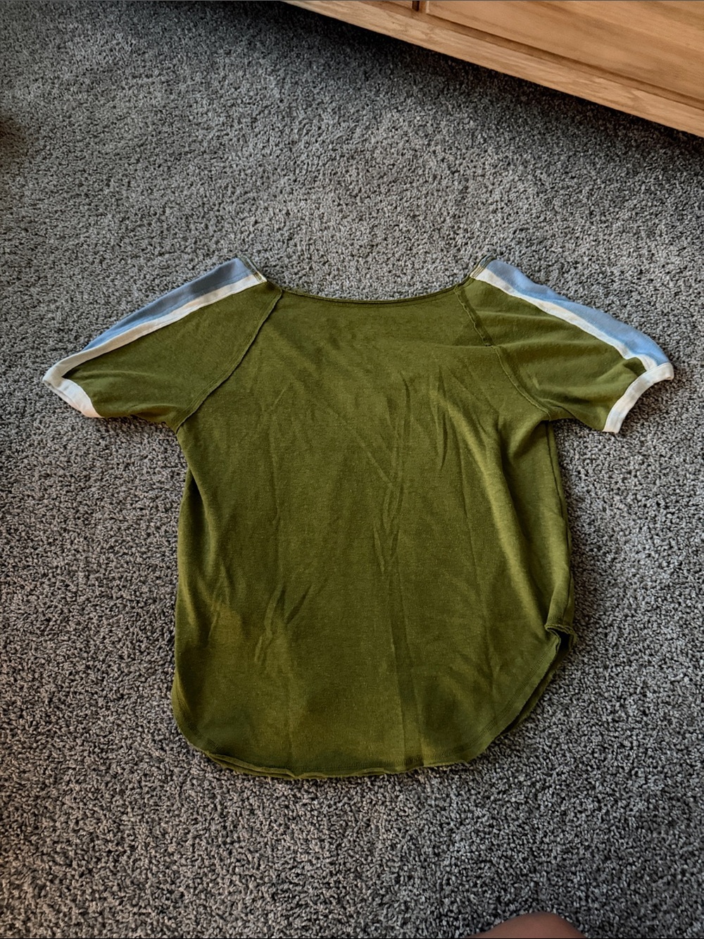 We The Free Olive Green Short Sleeve Top with Contrast Trim